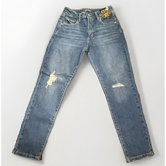 Art Class Girls High-Rise Tapered Cropped Jeans Medium Wash Blue Size 12 NEW! - Picture 1 of 13